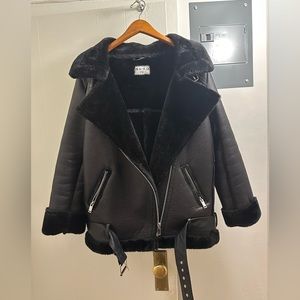 NAKD Black Fur Aviator Jacket